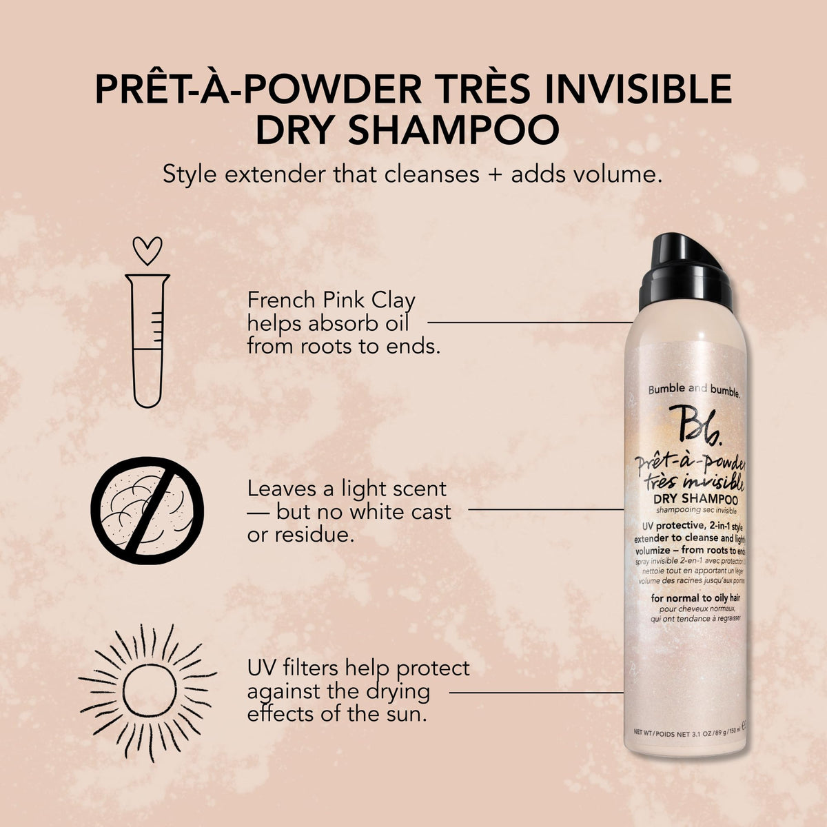Bumble and bumble clay texture close-up highlighting gentle oil absorption