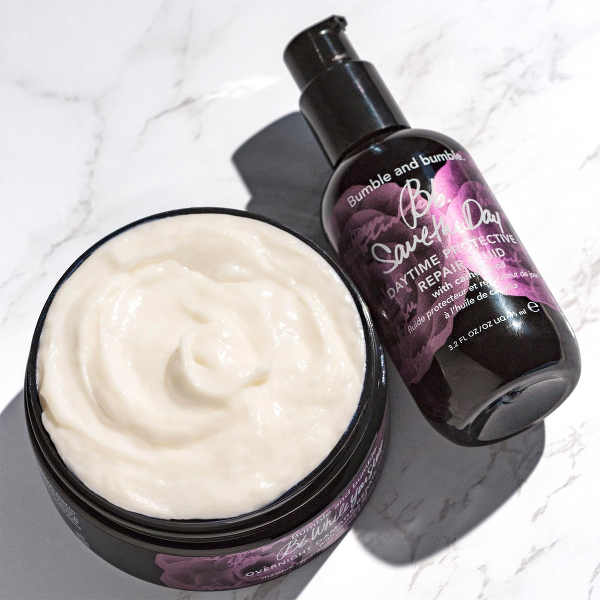 Bumble and bumble close-up of serum texture highlighting lightweight, non-greasy absorption