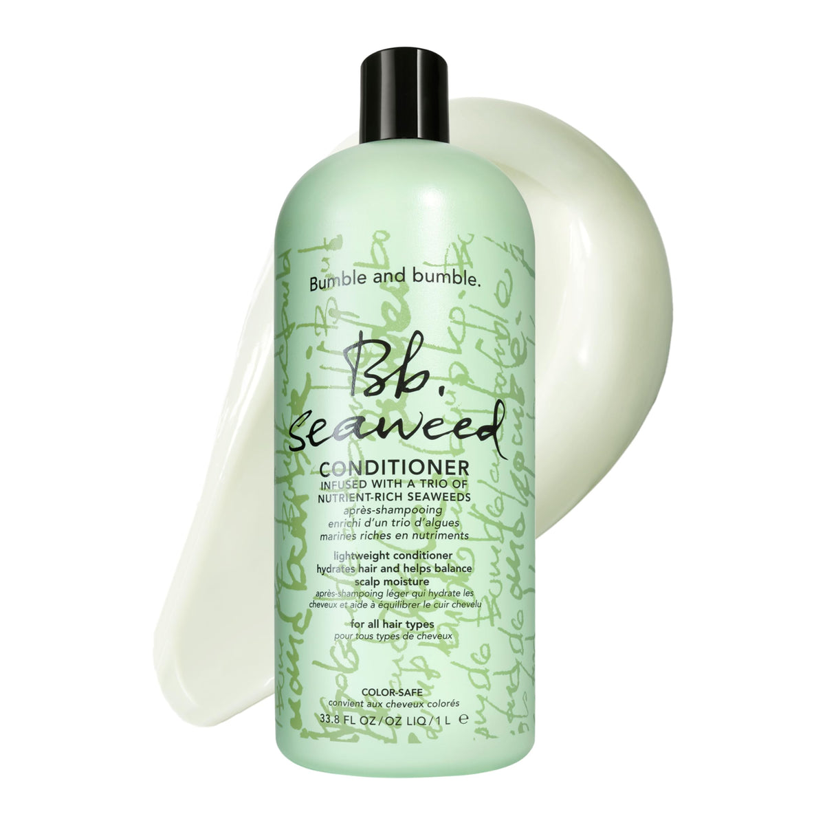 Bumble and bumble front bottle view showing liter packaging and label, highlights value