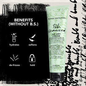 Close-up of Bumble and bumble ingredient label highlighting natural marine botanicals benefit