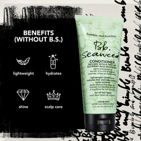 Bumble and bumble conditioner pumped into palm showing easy, mess-free application