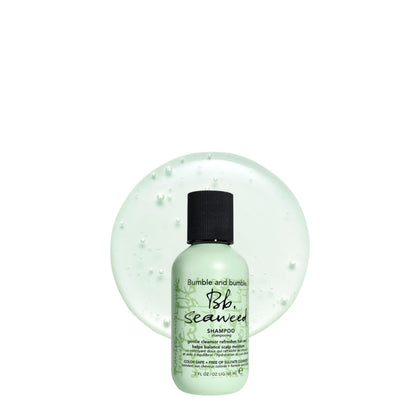Bumble and bumble front packaging showing travel 2 fl oz bottle and benefits