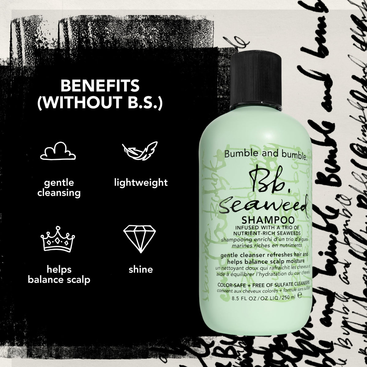 Label closeup showing fragrance notes and Bumble and bumble fresh scent benefits