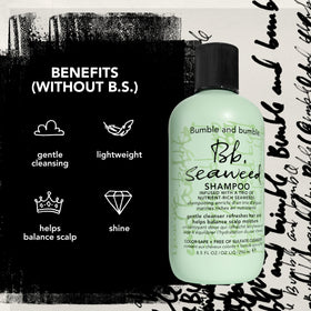Label closeup showing fragrance notes and Bumble and bumble fresh scent benefits