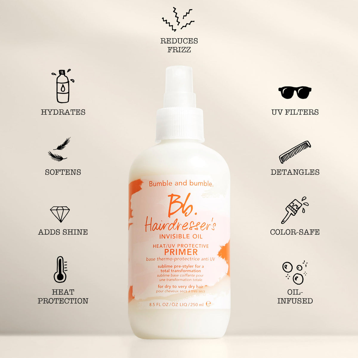 Bumble and bumble shampoo bottle closeup highlighting brand and gentle cleansing benefit