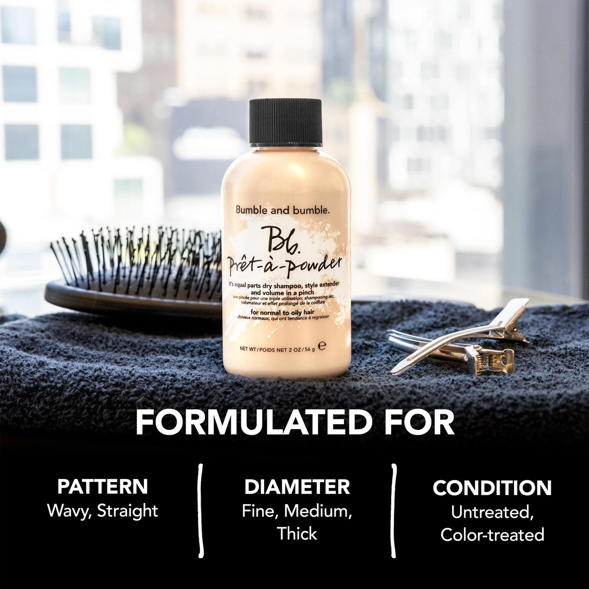 Bumble and bumble size comparison travel showing compact 0.5 oz for easy portability