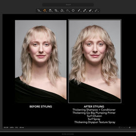 Bumble and bumble spray nozzle mid-action demonstrating easy application benefit