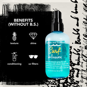 Bumble and bumble sprayed on damp hair while scrunching to create waves