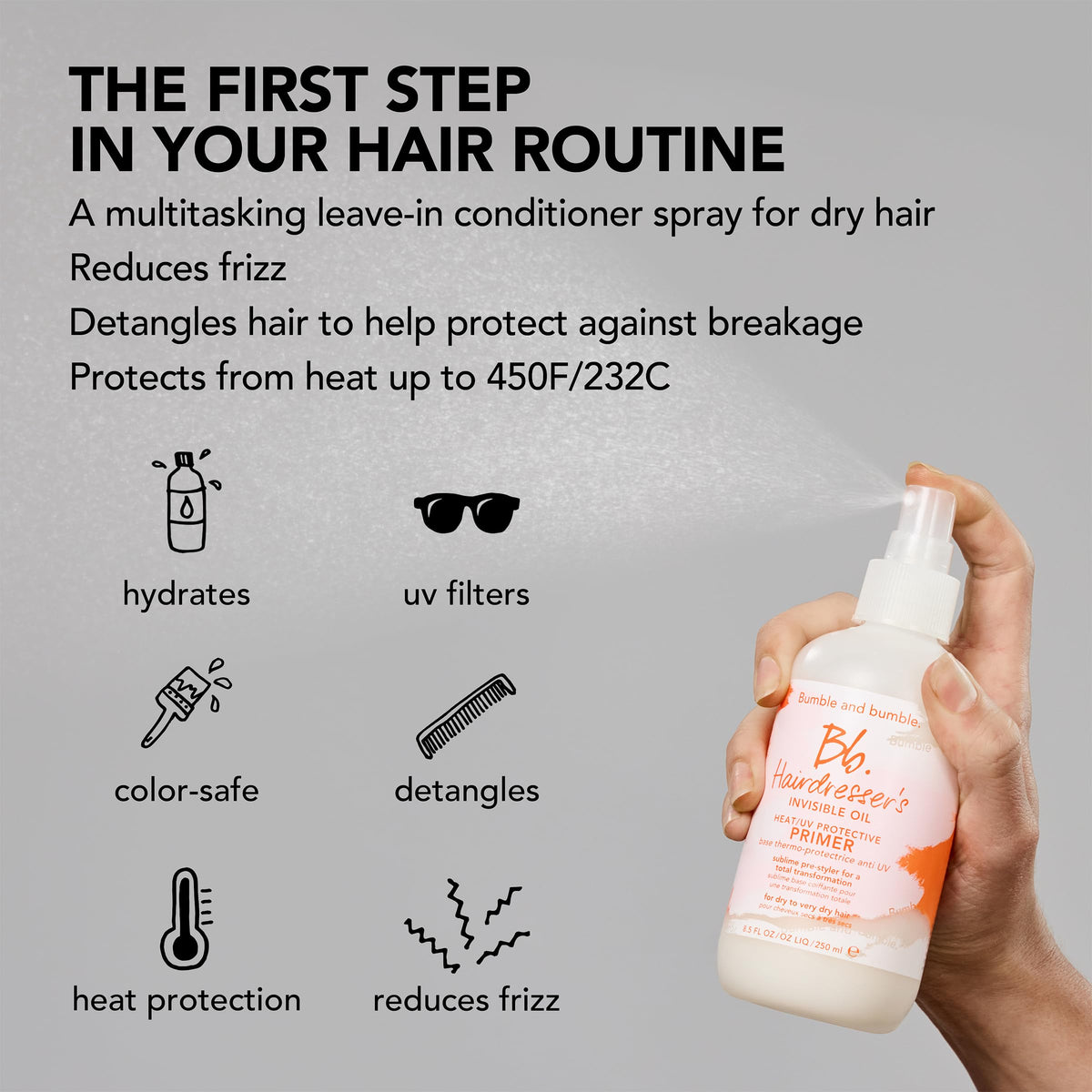 Bumble and bumble before and after styling comparison reducing frizz