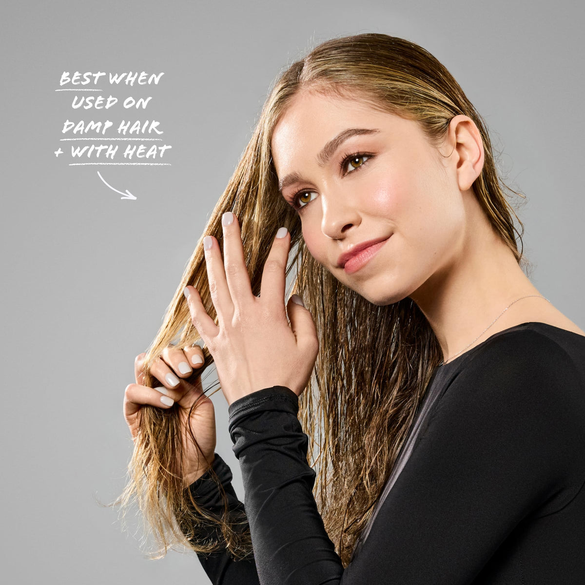 Bumble and bumble before and after hair showing smoother, shinier ends