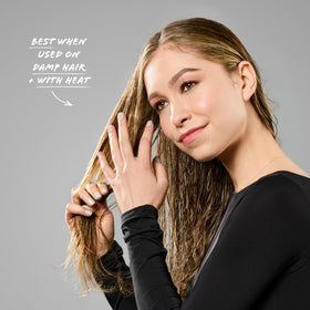 Bumble and bumble before and after hair showing smoother, shinier ends