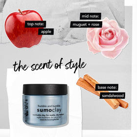 Bumble and bumble on bathroom shelf evokes everyday styling routine and quick access benefit