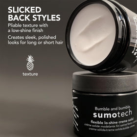 Bumble and bumble ingredients label displayed to show polymer-based hold