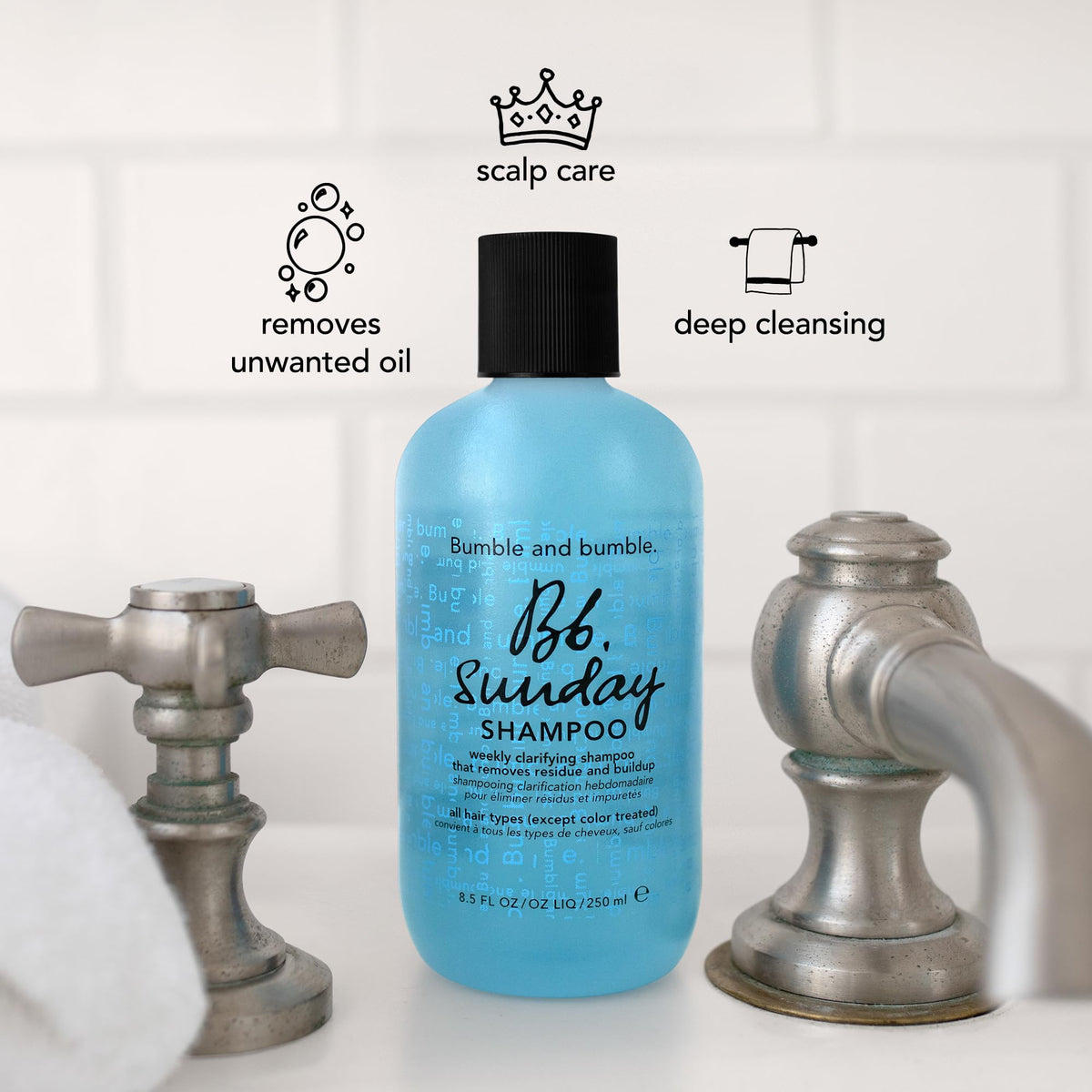 Bumble and bumble lather texture close-up showing foamy residue removal