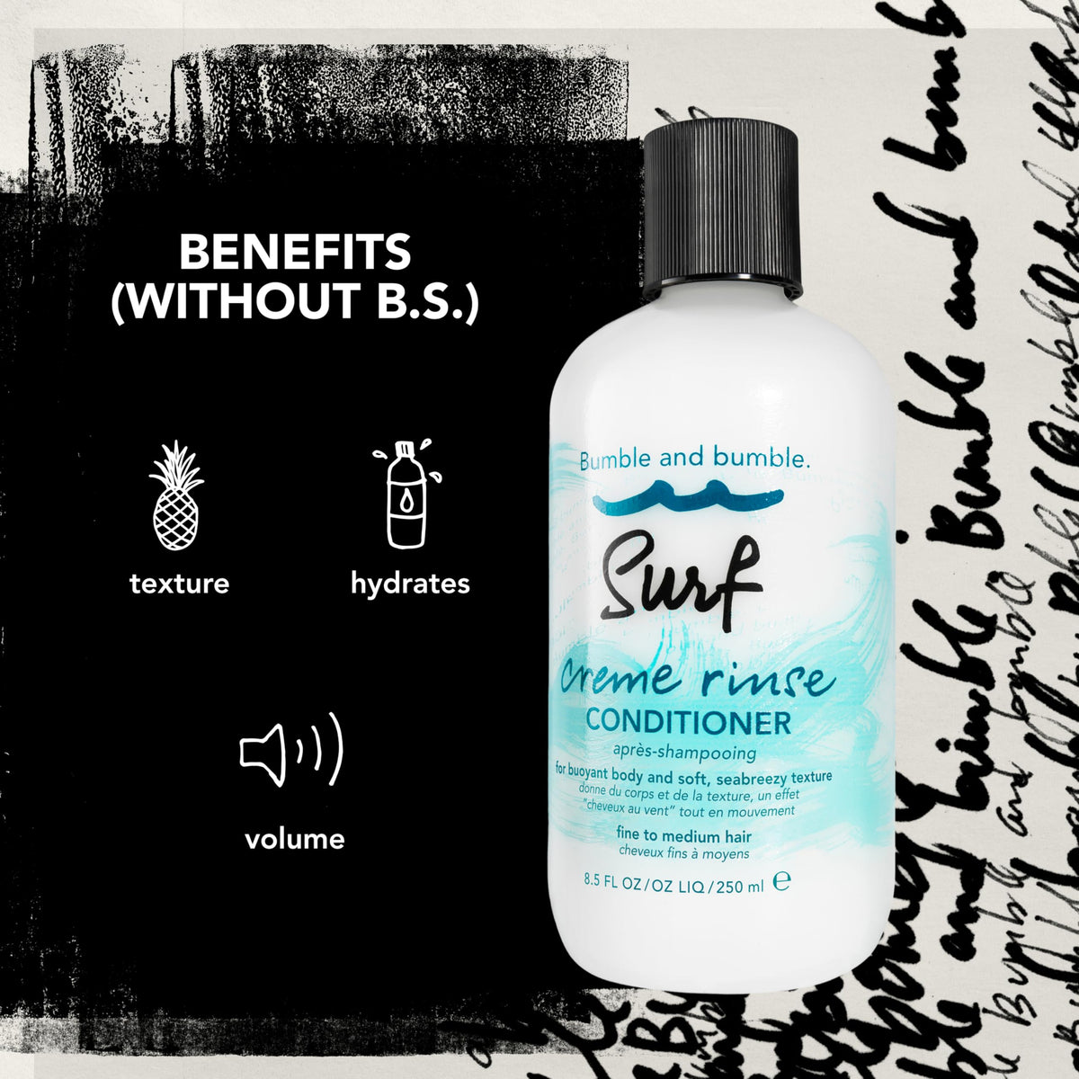Bumble and bumble product being applied to wet hair for quick conditioning benefit