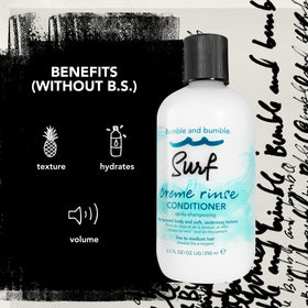 Bumble and bumble product being applied to wet hair for quick conditioning benefit