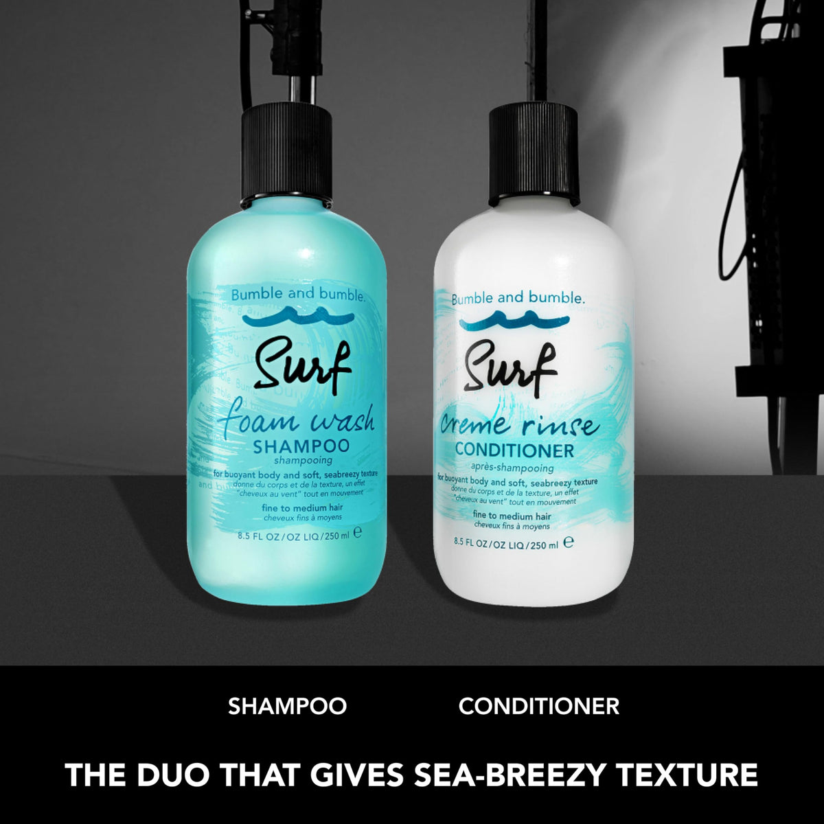Bumble and bumble product styled in beach setting suggesting natural-seabreezy finish benefit