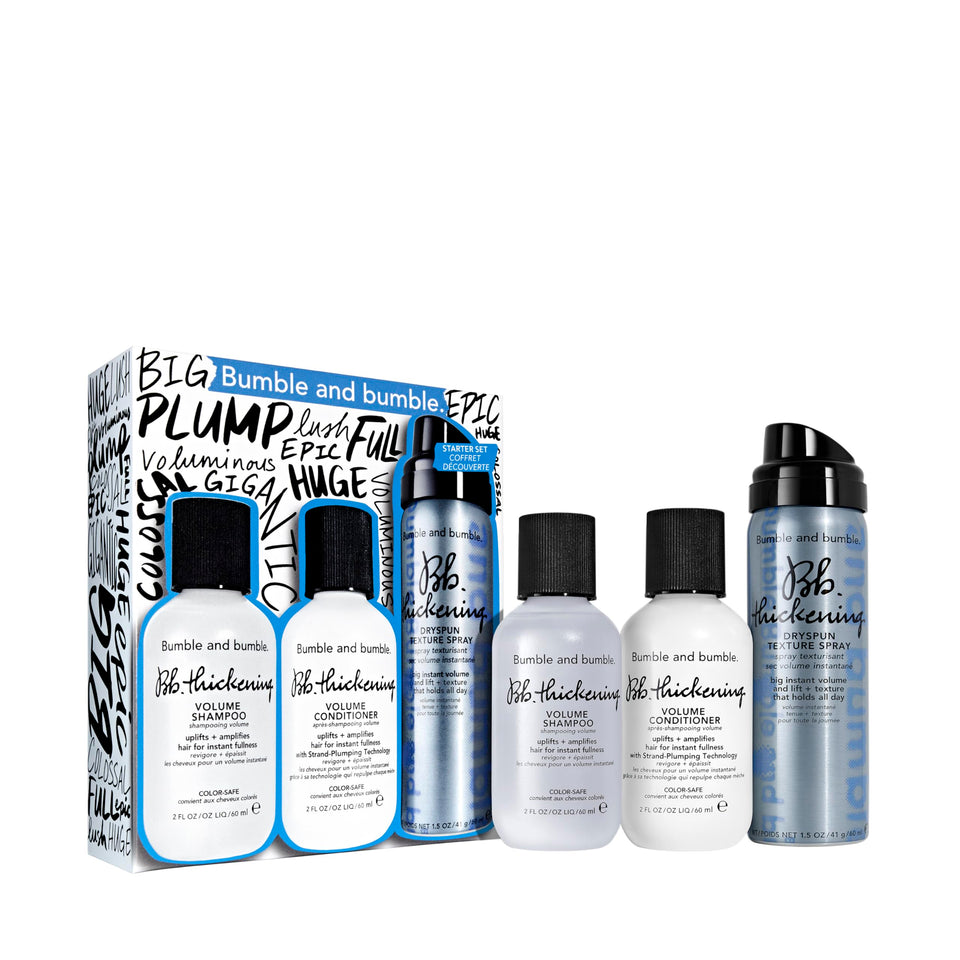 Bumble and bumble front packaging showing travel trio for instant lift