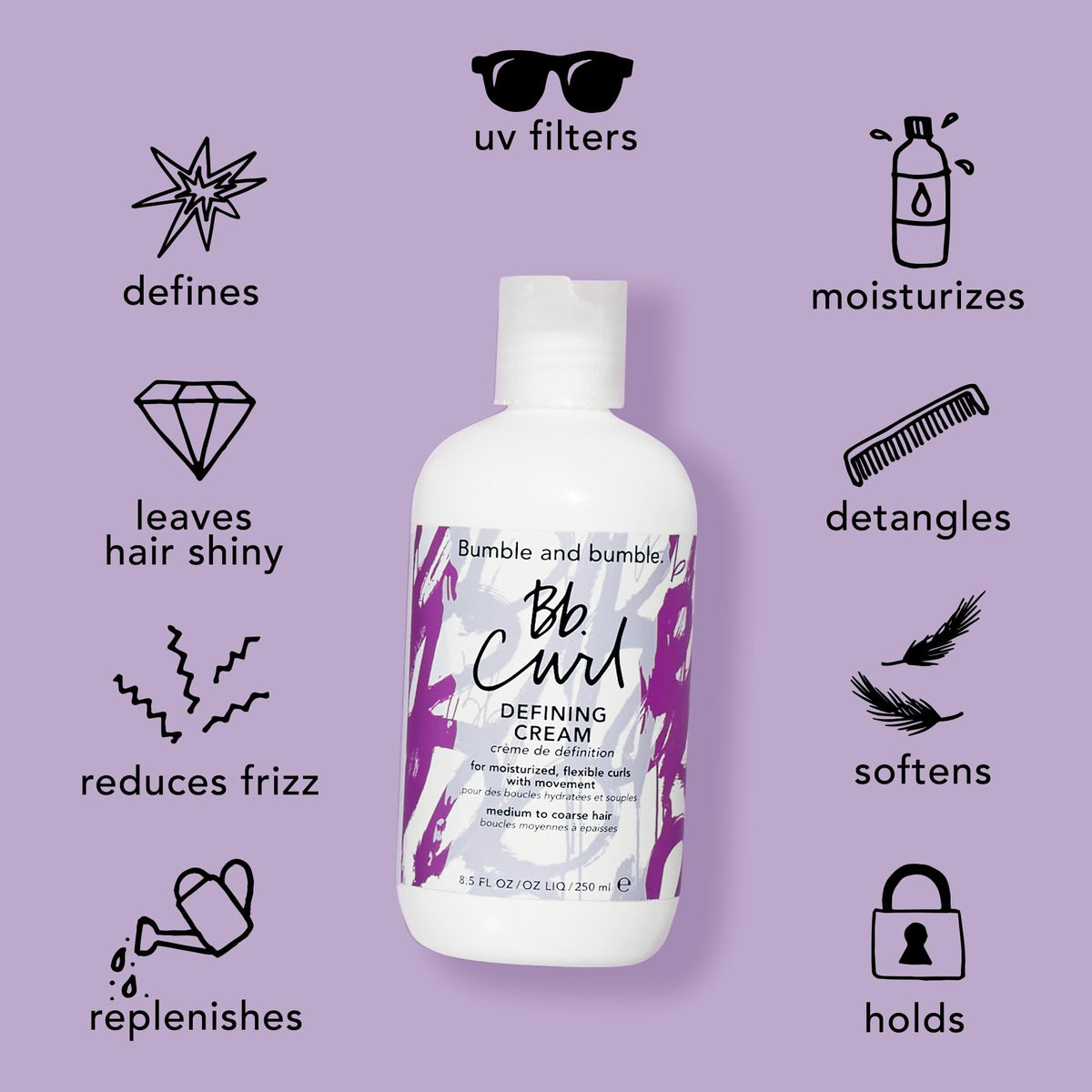 Bumble and bumble applied to wet hair demonstrating frizz control benefit