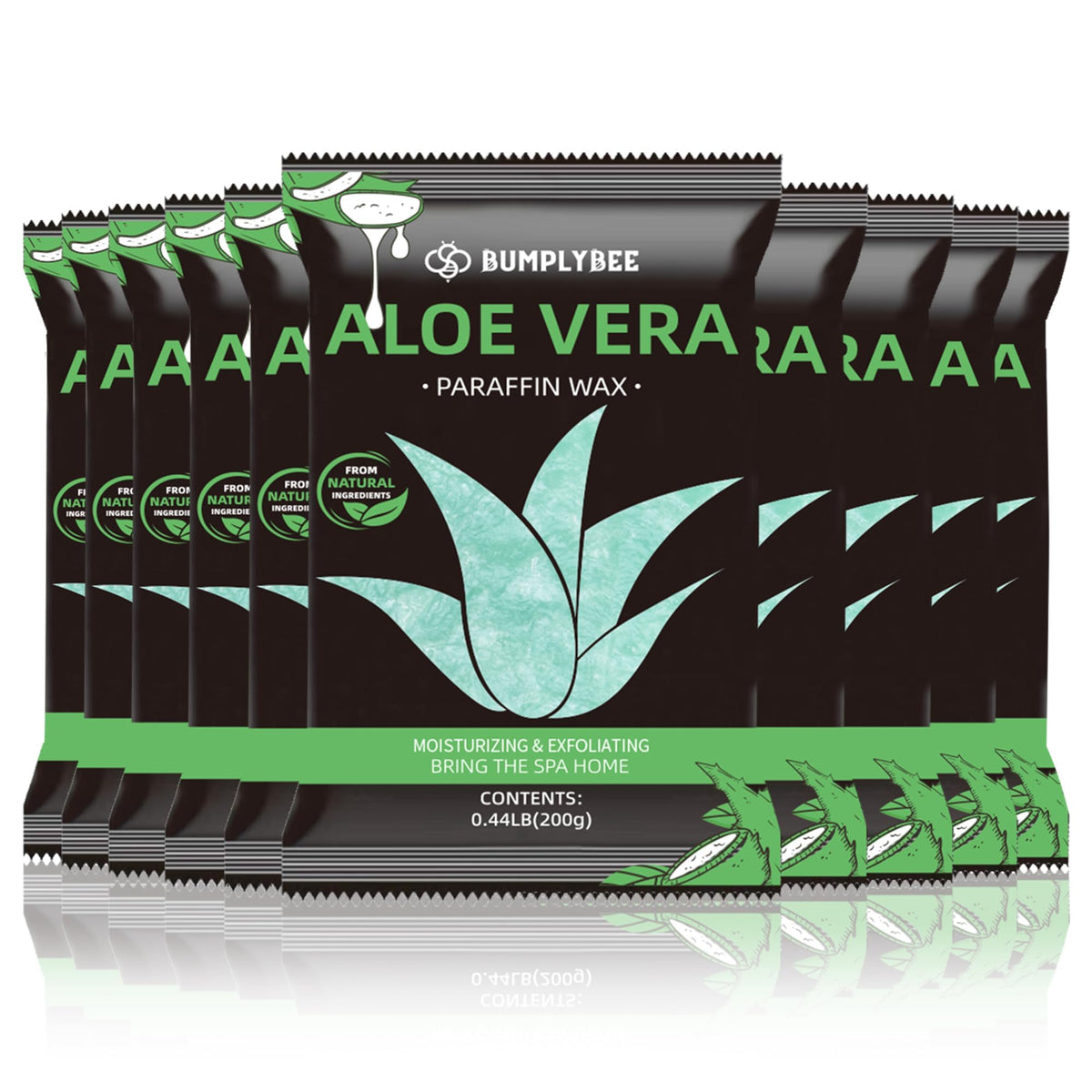 BUMPLYBEE front packaging showing aloe vera blocks and benefits