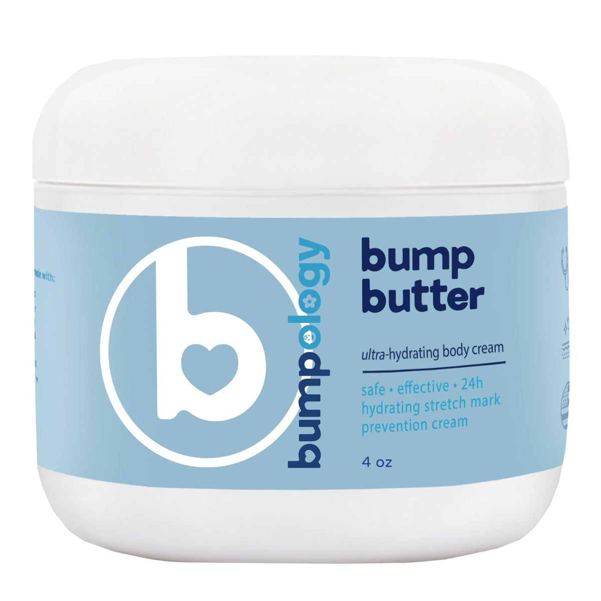 Bumpology front jar view showing label and vanilla scent benefit