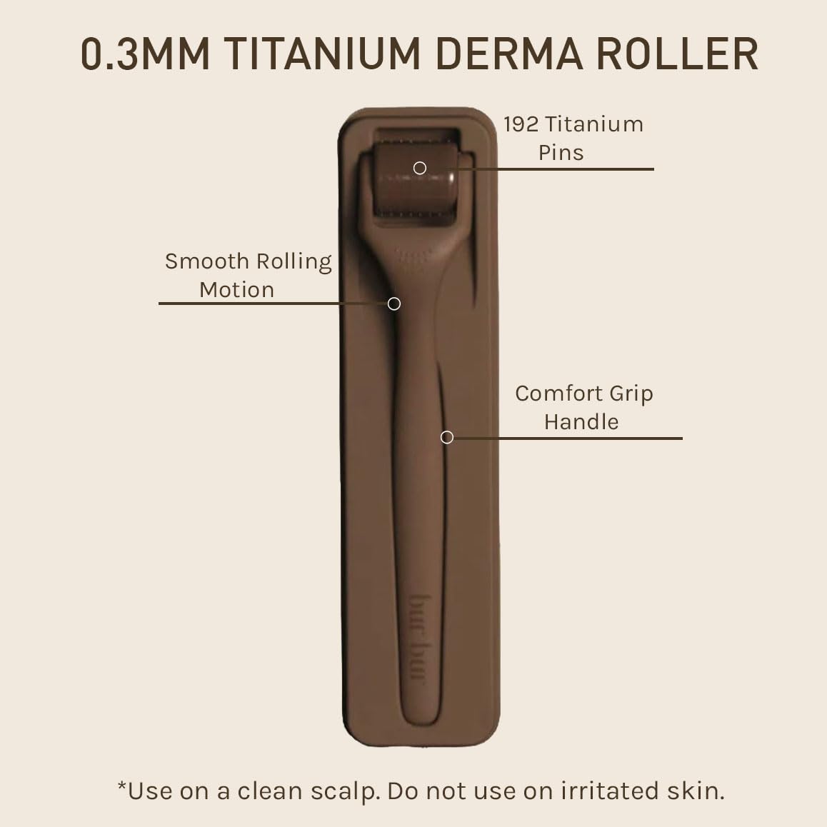 Bur Bur roller on bathroom counter with products showing daily routine benefit: convenient integration