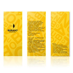 BURANO finished manicure on hands showing glossy foil design benefit