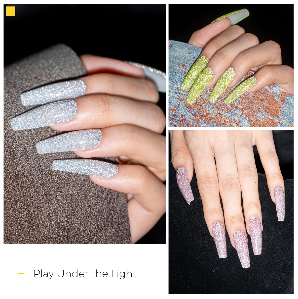 BURANO rose reflective swatch revealing pink holographic sparkle for vibrant light-catching nails