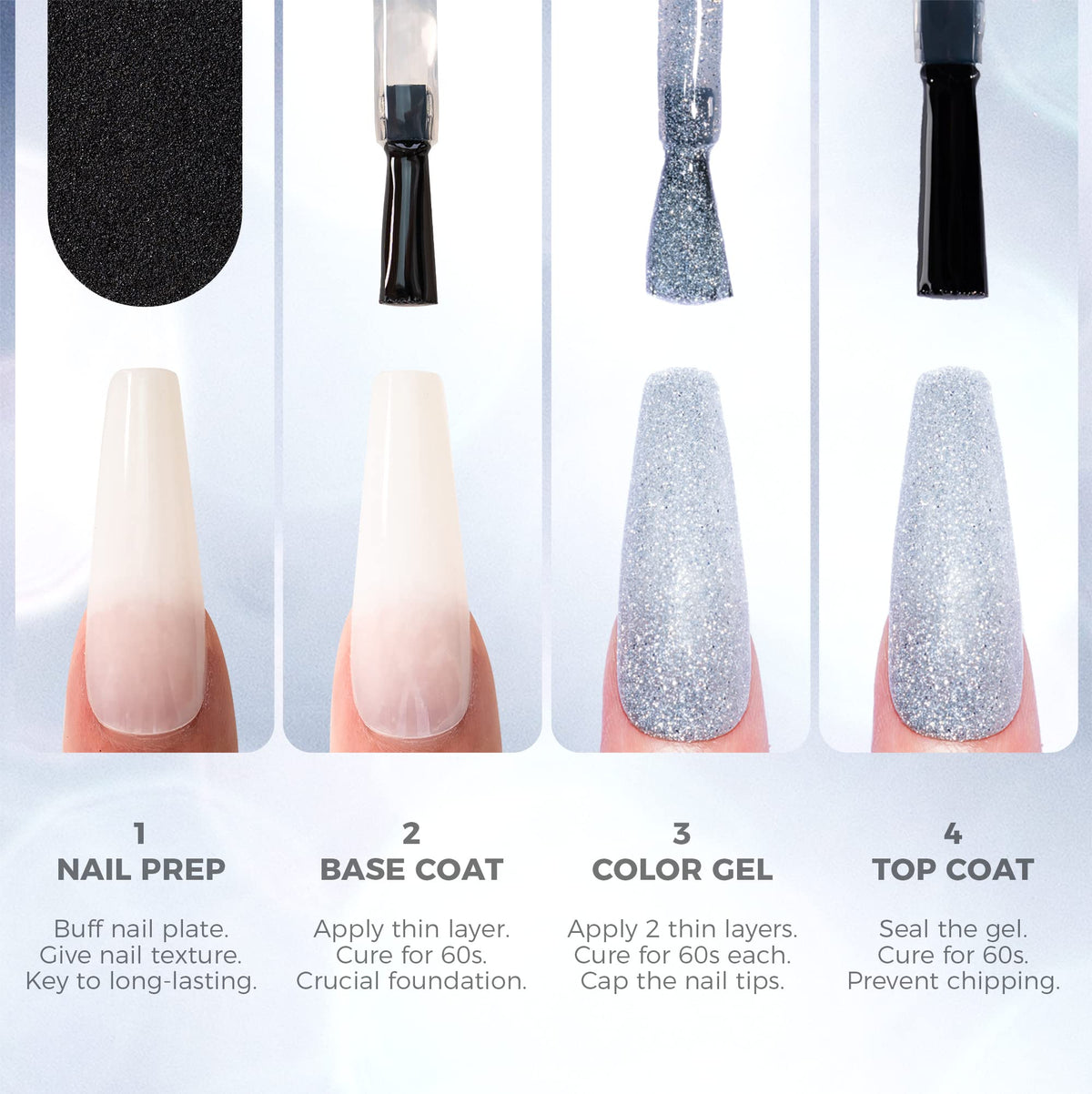 BURANO bottle in hand for size scale and easy-at-home salon use
