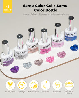 BURANO scale comparison with finger and bottle demonstrating size and application ease