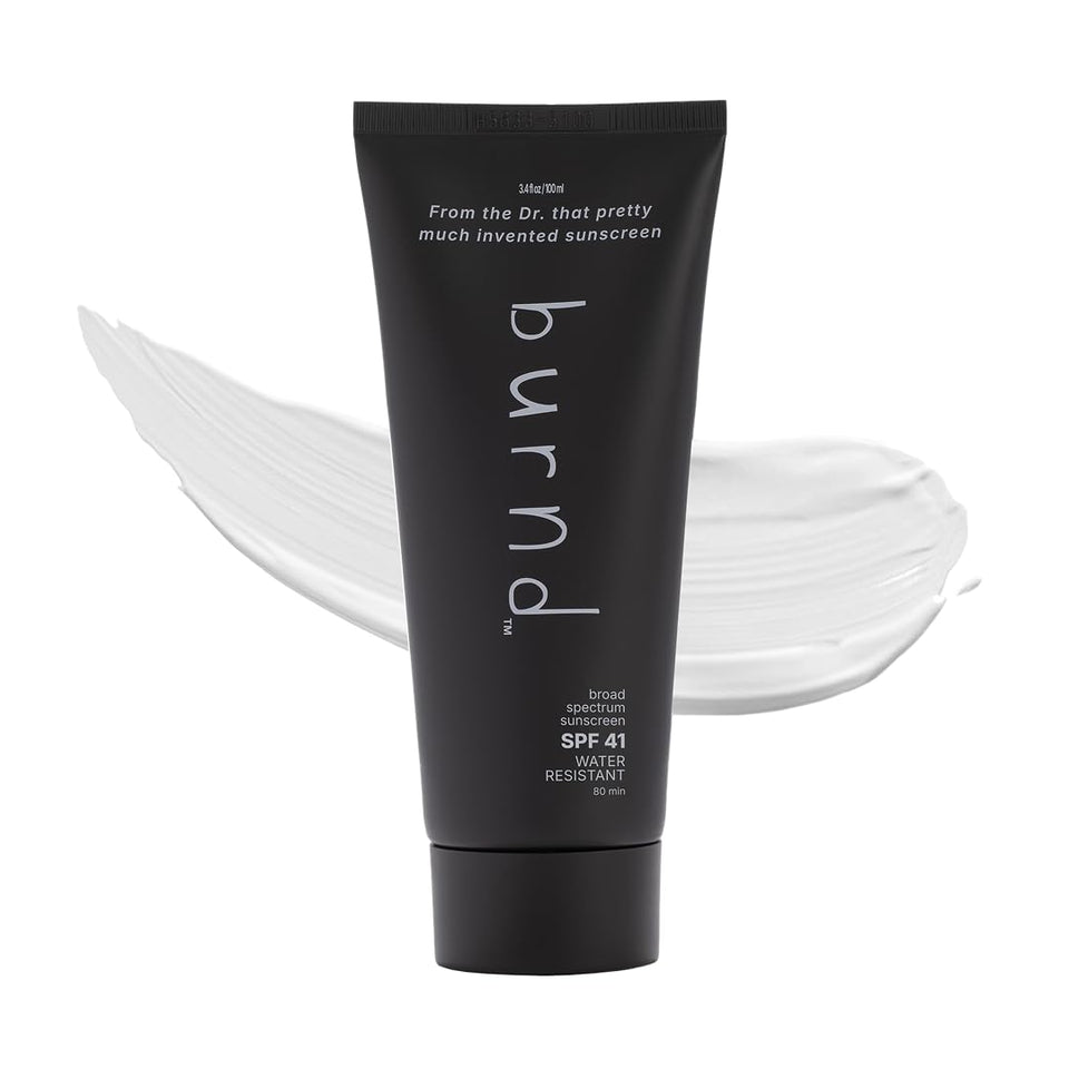 burnd front packaging showing SPF 41 and water resistance benefits