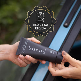 burnd sunscreen inside travel pouch for on-the-go reapplication