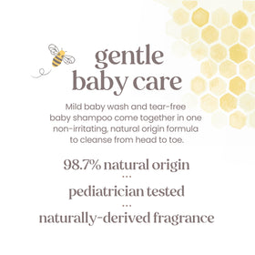 Parent washing baby with Burt's Bees showing tear-free bath time benefit