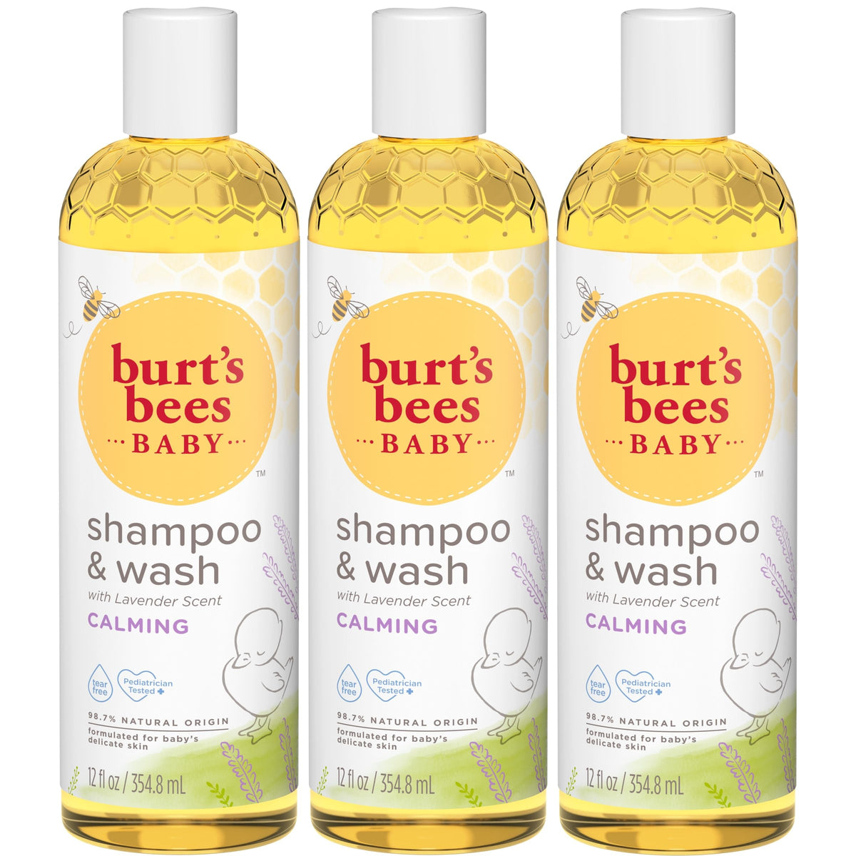 Burt's Bees front packaging showing calming lavender and gentle formula benefit