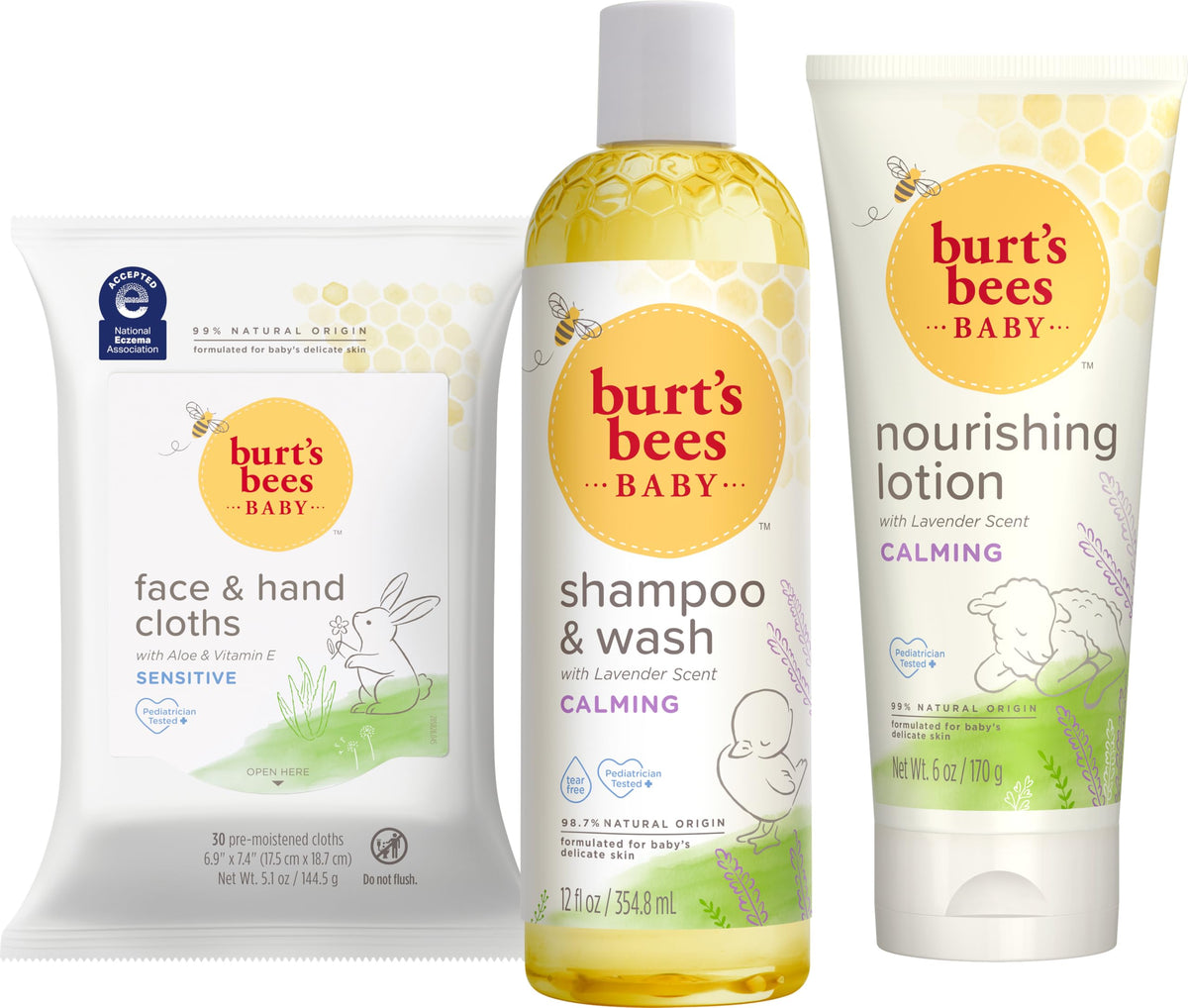 Burt's Bees front packaging of baby gift set showing all included essentials