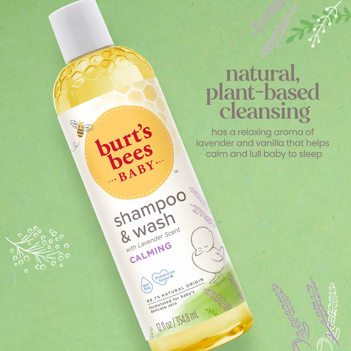 Burt's Bees lavender foam texture demonstrating mild lather and soft skin benefit