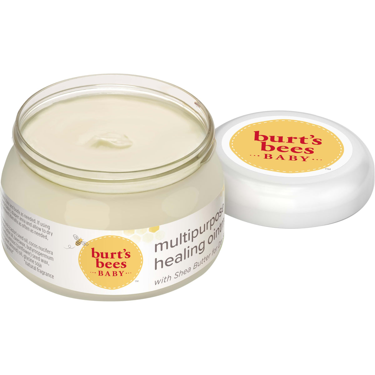 Burt's Bees open tub close-up showing rich balm texture for moisturizing