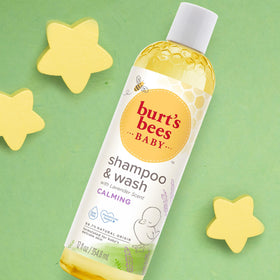 Burt's Bees parent pouring wash into hand showing convenient two-in-one use