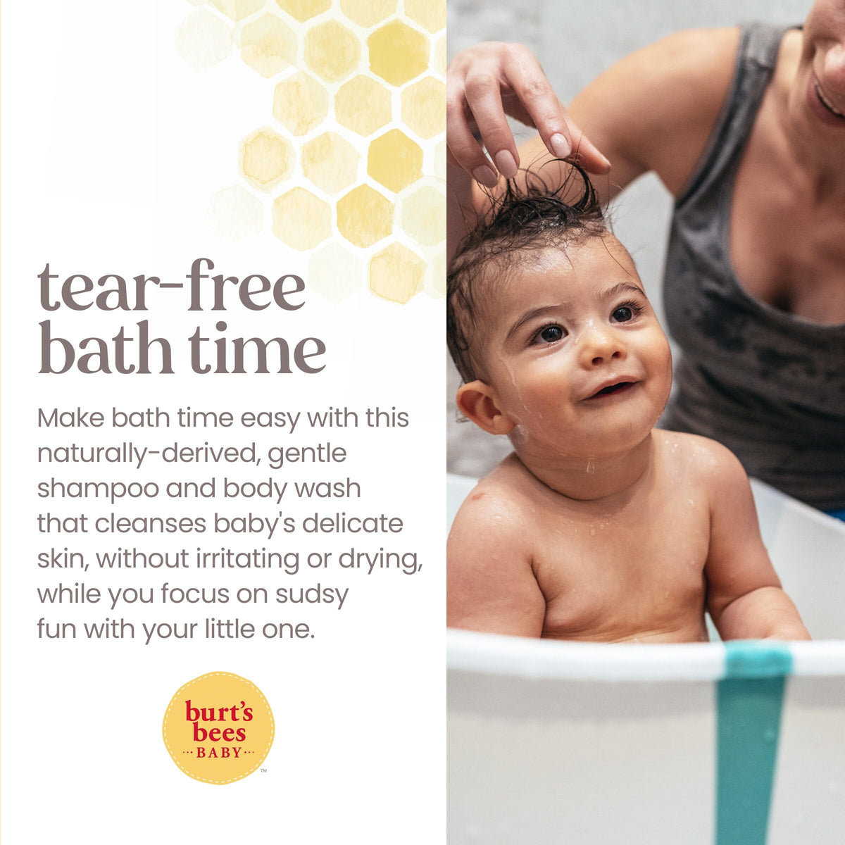 Burt's Bees wash poured on washcloth illustrating mild application and cleanup