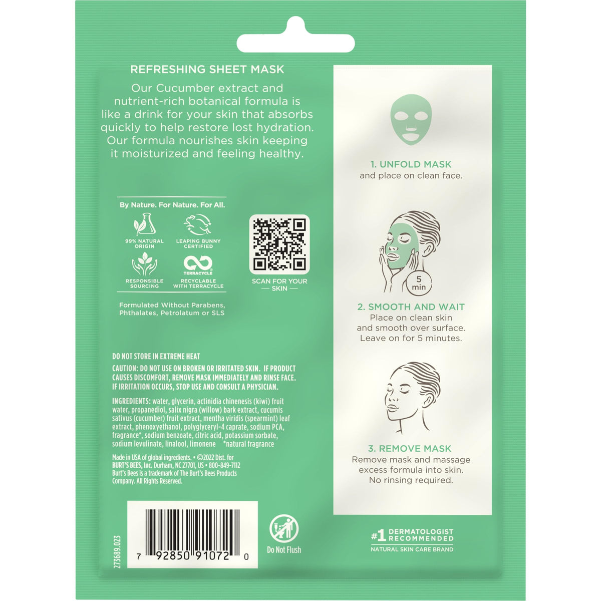 Burt's Bees sheet mask on a bathroom counter staged for a relaxing routine benefit