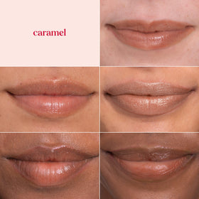 Burt's Bees caramel stick held in hand showing compact size and travel convenience