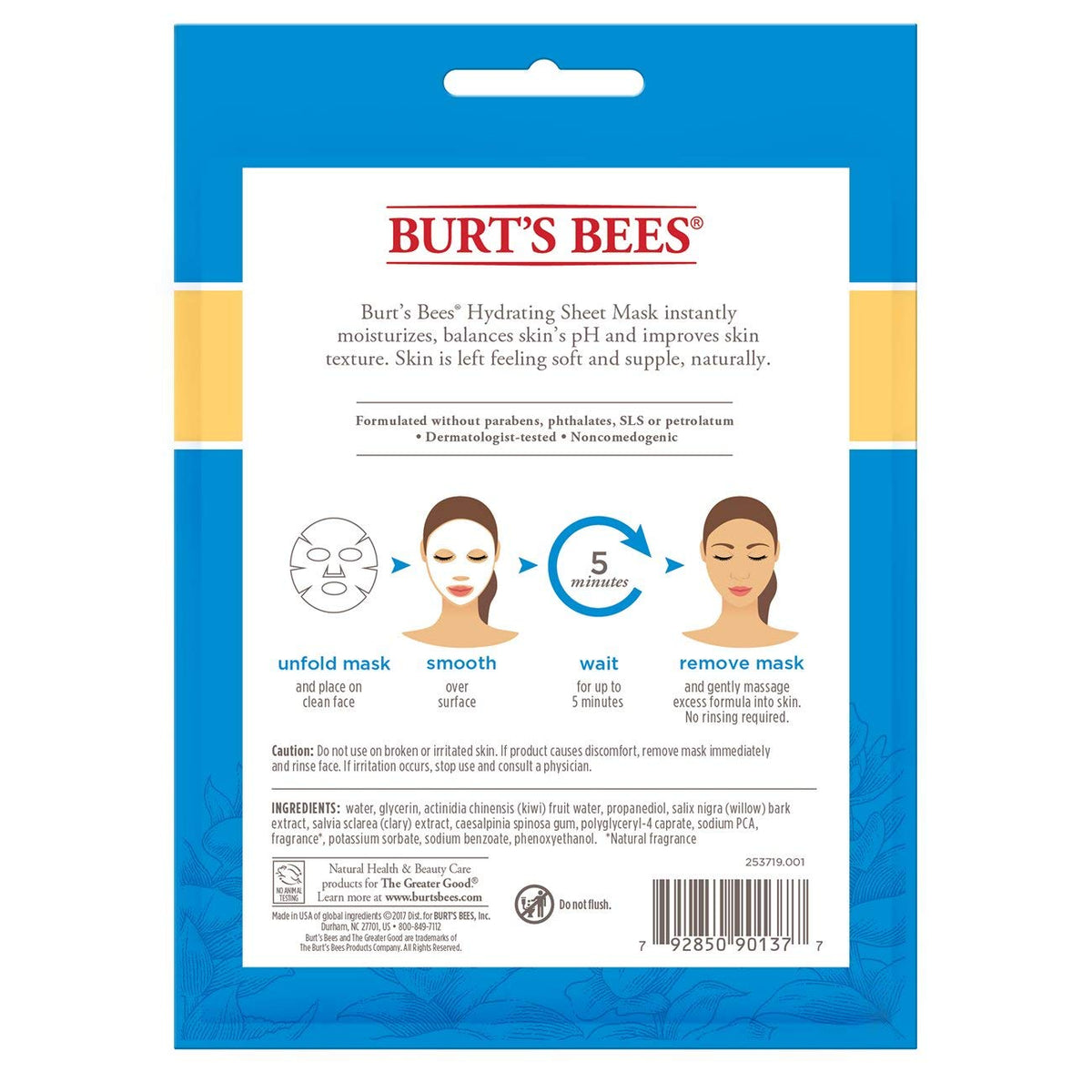Burt's Bees close-up of mask fabric and serum texture for better absorption