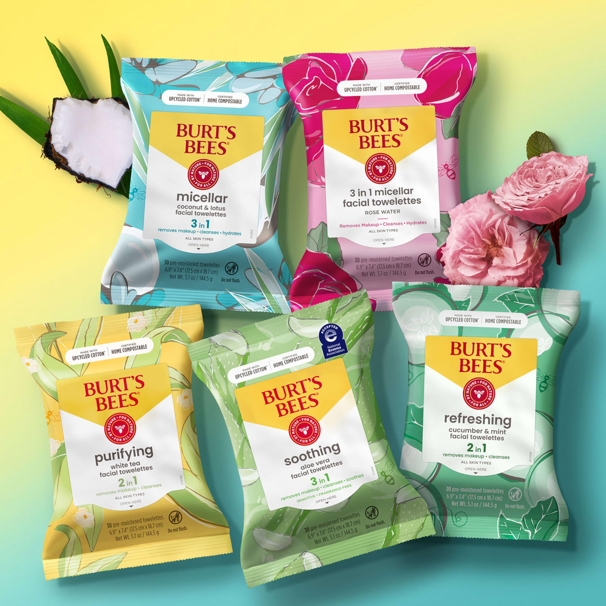 Burt's Bees compostable label close-up highlighting eco-friendly disposal option