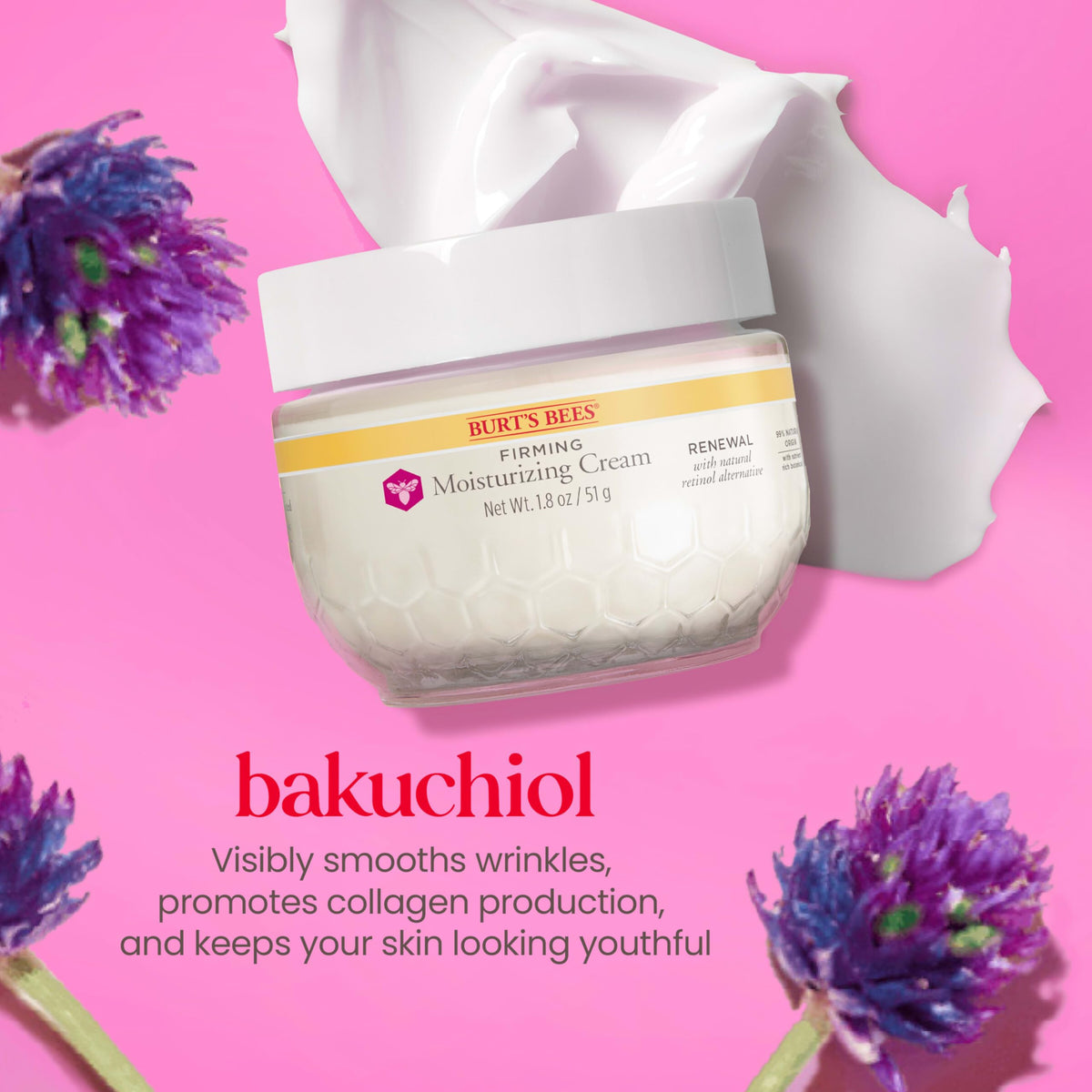Burt's Bees cream dabbed on hand demonstrating easy spreadability and absorbency