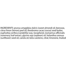 Burt's Bees tin label details showing natural-origin claims and ingredient transparency