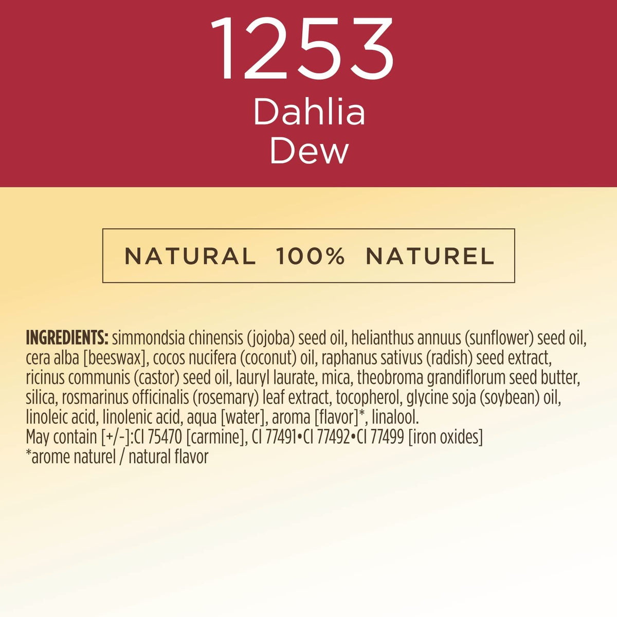 Burt's Bees label detail showing natural formulation and clean-beauty benefits