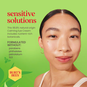Burt's Bees aloe and rice milk ingredients displayed to show soothing hydration