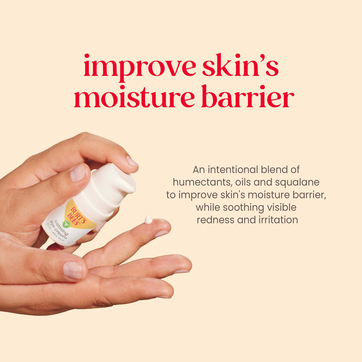 Burt's Bees cream texture close-up showing lightweight hydration and smooth finish