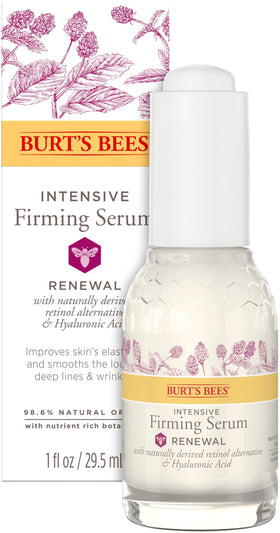 Burt's Bees front bottle showing firming serum and natural branding benefit