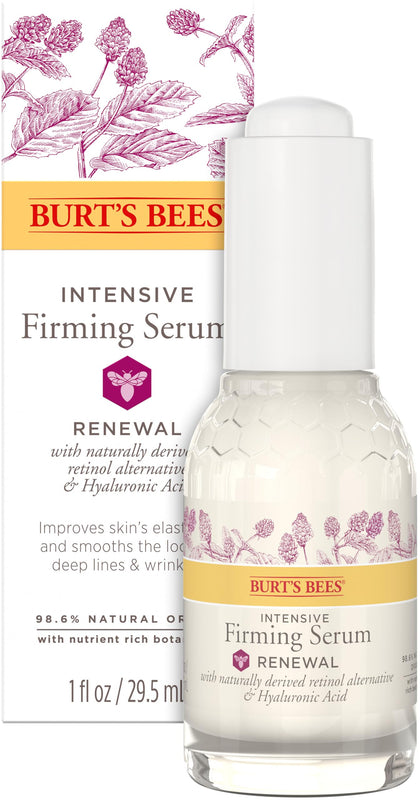 Burt's Bees front bottle showing firming serum and natural branding benefit
